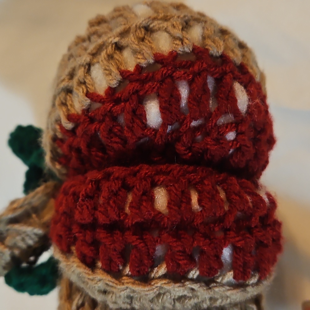 Handmade Crochet Pumpkin Crochet Rustic Fall Decor with Jute Stem and Green leaf - Picture 6 of 17